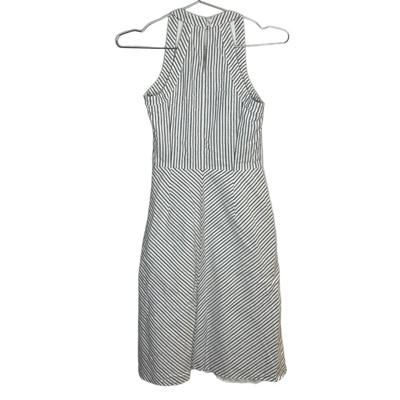 Loft Geometric Stripes Sleeveless High Neck Dress 100% Cotton Preppy Tennis Prep - Picture 2 of 11